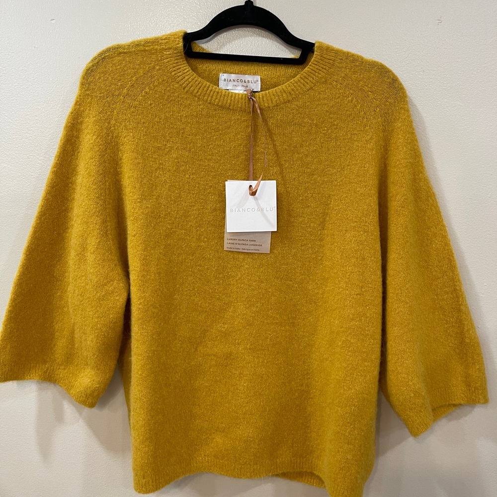Italian Alpaca-Blend Mustard Yellow Women's Sweater